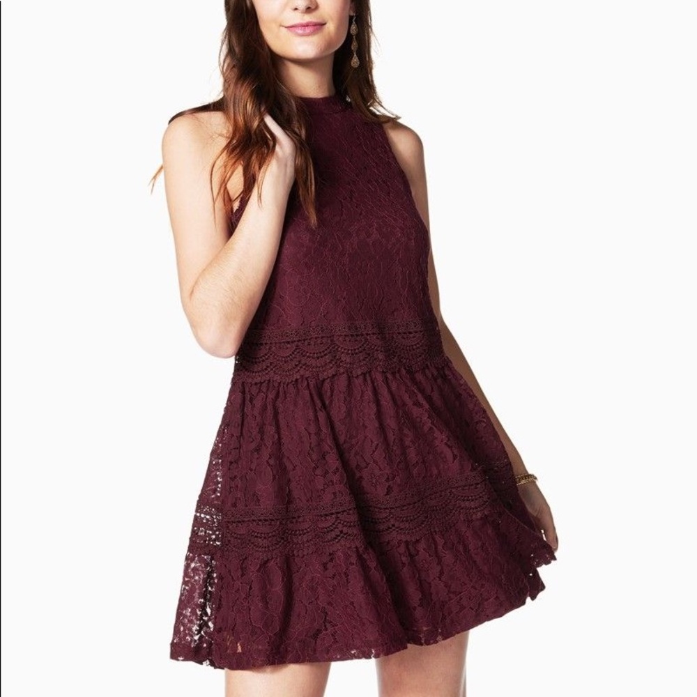 Purple Knit Overlay Sleeveless Dress